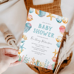 Under the Sea Watercolor Baby Shower Invitation