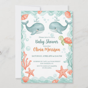  Under the Sea Watercolor Baby Shower Invitation