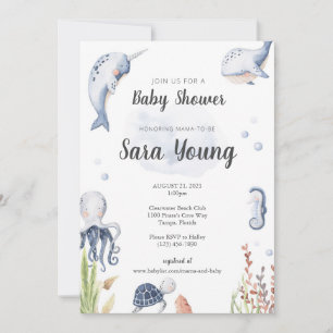Under The Sea Watercolor Baby Shower Invitation