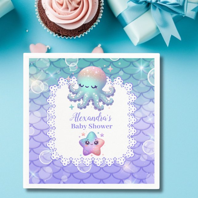 Under the Sea Watercolor Baby Shower Napkin (Creator Uploaded)