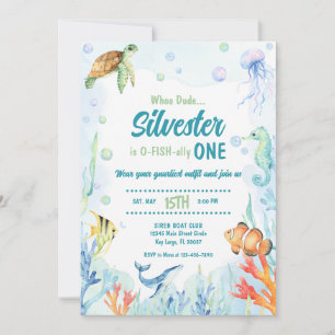 Under the Sea Watercolor Birthday Invitation
