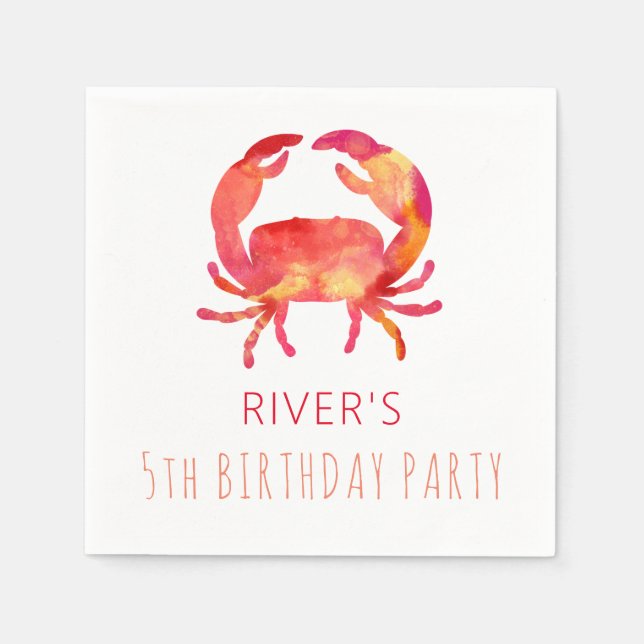 Under The Sea Watercolor Crab Marine Napkin (Front)