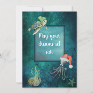 Under the Sea Watercolor Festive Best Wishes Holiday Card