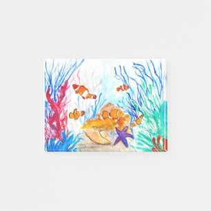 Under the sea watercolor fish ocean coastal sea post-it notes