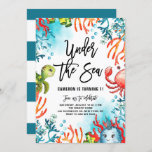 Under the Sea Watercolor Friends Kids Birthday Invitation<br><div class="desc">Invite family and friends to your event with this under the sea theme kids birthday invitation. It features watercolor illustrations of a cute turtle,  crab,  whale and colourful corals. This sea invitation is perfect for beach and summer birthday parties. Personalize by adding names,  date,  time and other event details.</div>