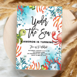 Under the Sea Watercolor Kids Birthday Invitation