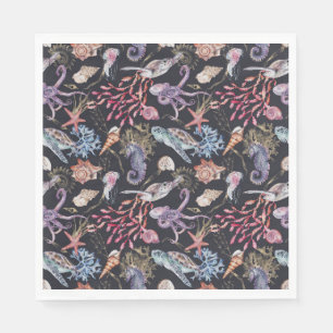 Under the Sea Watercolor Marine Animals Ocean  Napkin