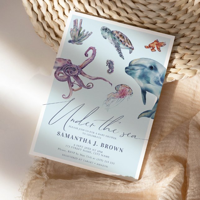 Under the Sea Watercolor Ocean Baby Shower Invitation (Creator Uploaded)