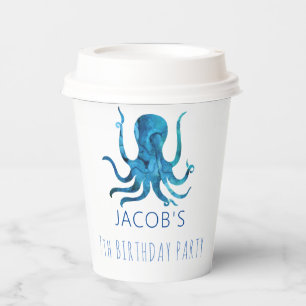 Under The Sea Watercolor Octopus Nautical Paper Cups