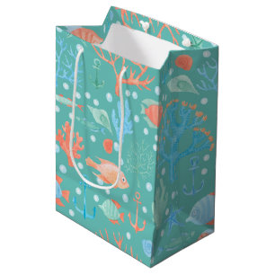 Under the Sea Watercolor Pattern Medium Gift Bag