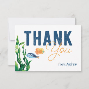 Under the Sea Watercolor Thank You Flat Card
