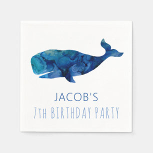 Under The Sea Watercolor Whale Nautical Napkin