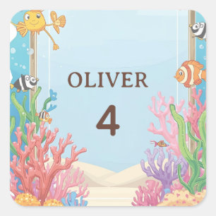 Under the Sea Waterproof Labels, Oliver Name Label