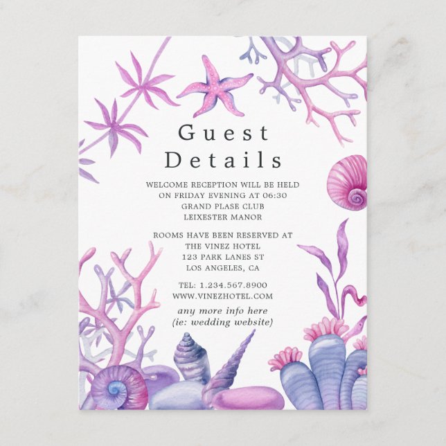 Under the Sea Wedding Guest Details Enclosure Card (Front)