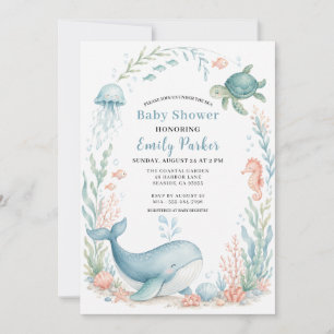 Under the Sea Whale Baby Shower Invitation