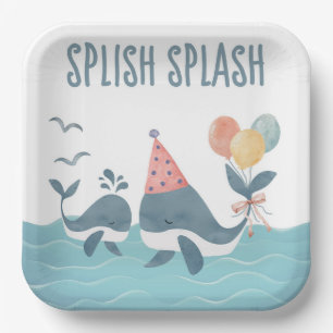 Under the Sea Whale Beach Baby Shower Paper Plate