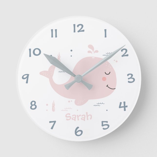 Under the Sea Whale Kids Nursery Wall Clock (Front)