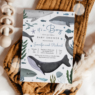 Under the Sea Whale Ocean Animal Baby Shower Invitation