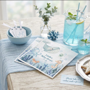 Under the Sea Whale Octopus Crab Baby Shower Napkin