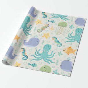 Under the Sea Whale Pattern Wrapping Paper