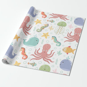 Under the Sea Whale Pattern Wrapping Paper