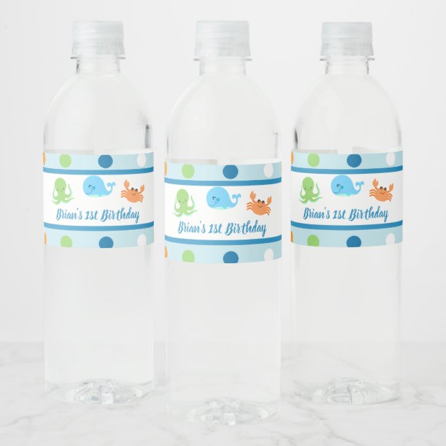 Under The Sea/ Whale Water Label (Bottles)