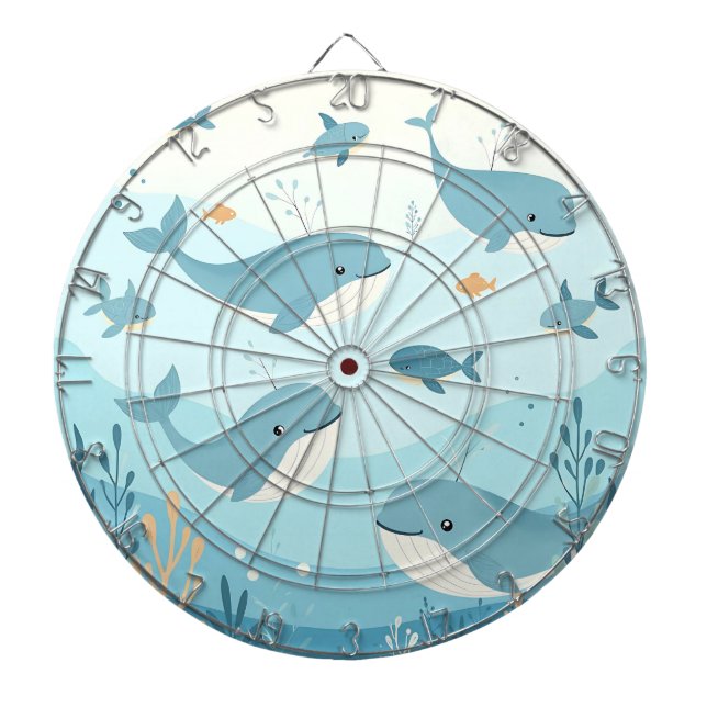 Under the Sea Whales & Fish Kids Dartboard (Front)