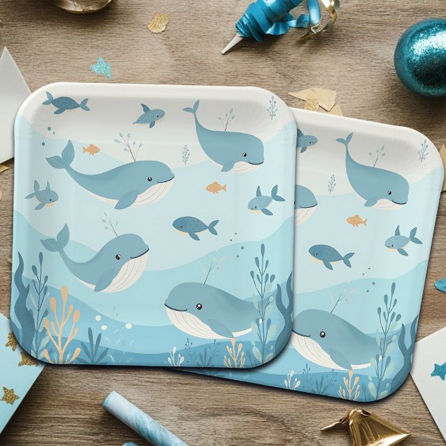Under the Sea Whales & Fish Kids Paper Plate (Creator Uploaded)