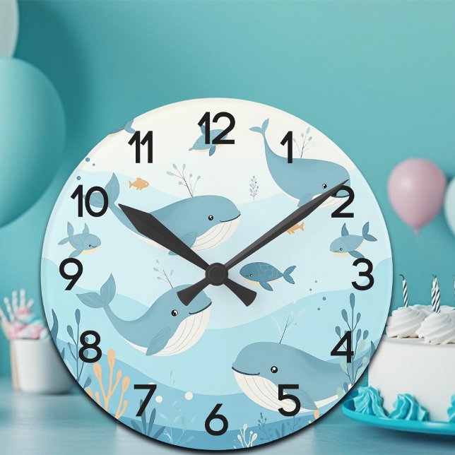 Under the Sea Whales & Fish Nursery Round Clock (Creator Uploaded)