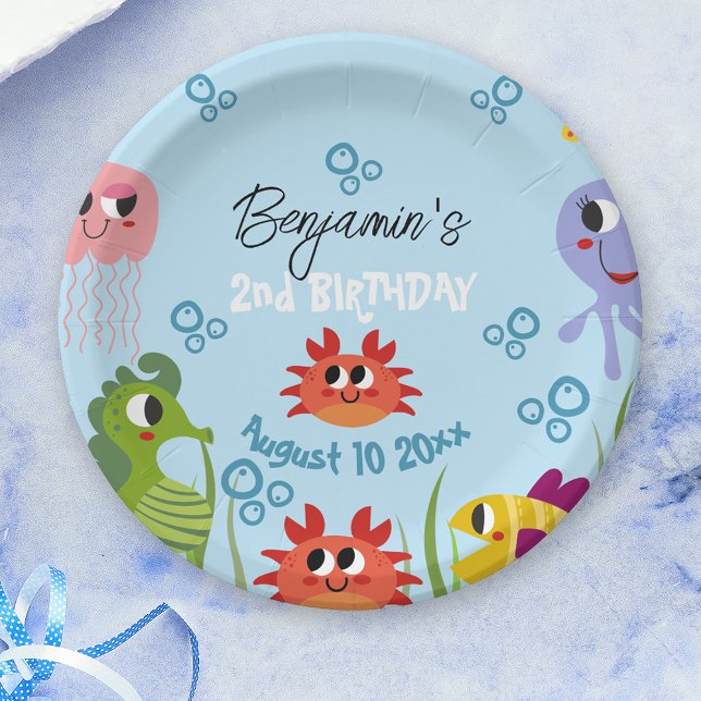 Under The Sea Whimsical Creatures Birthday Party Paper Plate (Creator Uploaded)