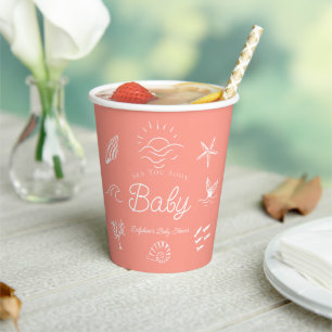 Under the Sea You Soon Pink Girl Baby Shower Paper Cups