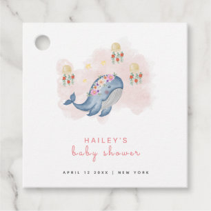 Under The See Sweet Whale Floral Baby Shower  Favour Tags