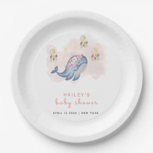 Under The See Sweet Whale Floral Baby Shower Paper Plate