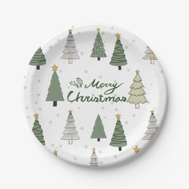 Under the Snowy Trees – Christmas Paper Plate (Front)