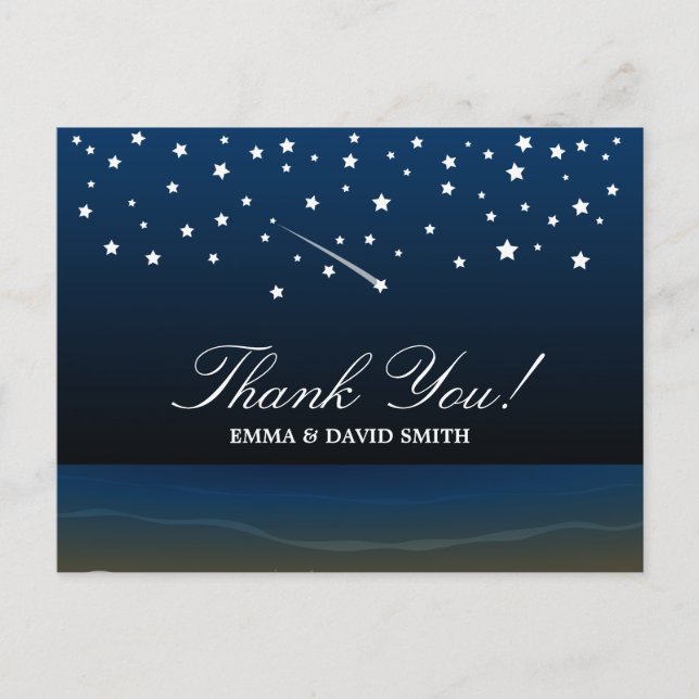 Under the Stars Beach Wedding Thank You Cards (Front)