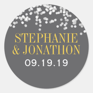 Under the Stars Grey and Yellow Classic Round Sticker