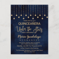 Under the Stars Navy Blue Gold Sparkle Quinceañera