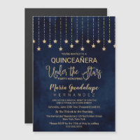 Under the Stars Navy Blue Gold Sparkle Quinceañera