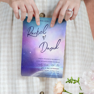Under the Stars Purple Pink Typography  Wedding