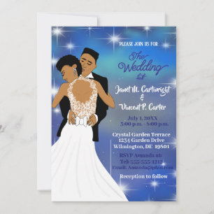 Under the Stars Sky Sepia African American Wedding Invitation