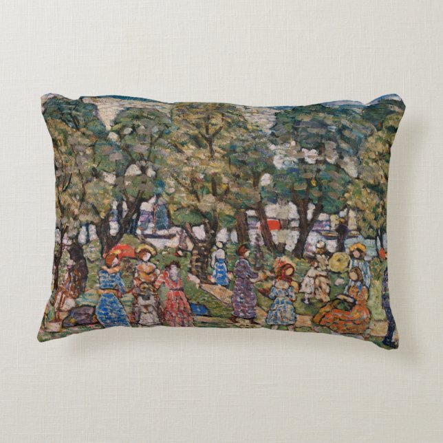 Under the Trees by Maurice Prendergast, Fine Art Accent Pillow (Back)