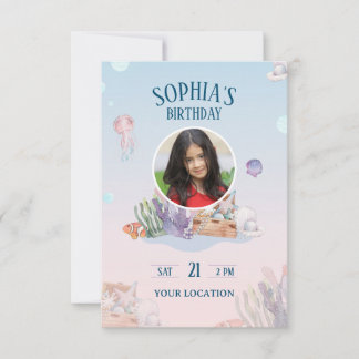 Under the Water Themed Kid's Birthday RSVP Card
