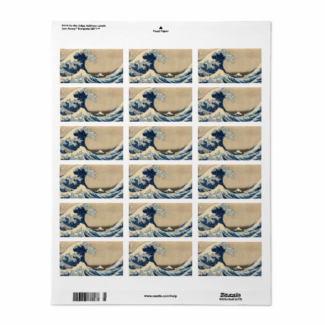 Under the Wave off Kanagawa by Katsushika Hokusai Label (Full Sheet)