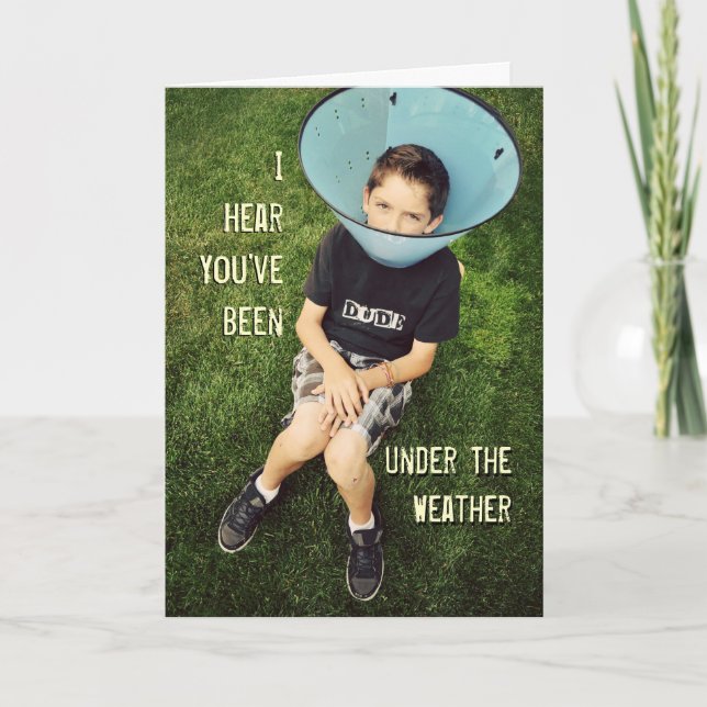 Under The Weather Card (Boy in Dog Cone) (Front)