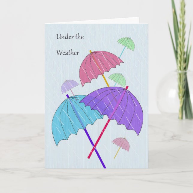 Under the Weather Card with Colourful Umbrellas (Front)
