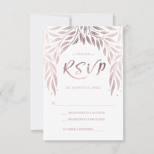 Under the Willows Wedding RSVP Rose Gold (Front)