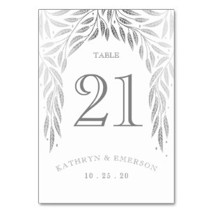 Under the Willows Wedding Table Cards Faux Silver