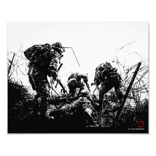 UNDER THE WIRE military art print by Jaime Munt (Front)