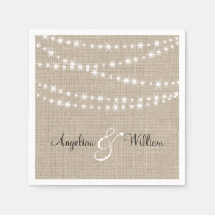 Under Twinkle Lights on Burlap Napkin