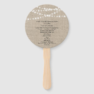 Under Twinkle Lights on Burlap Wedding Program Fan